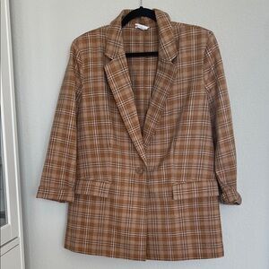 Melrose and Market Oversized Brown Plaid Blazer